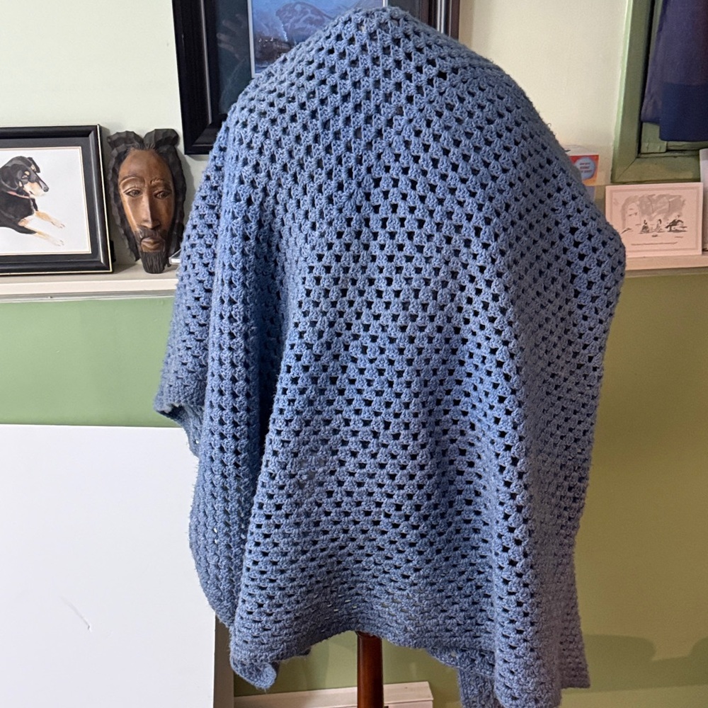Large Cozy Blue Crochet Quilt